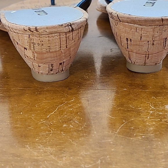 Club Moda Sandal Cork Wedge Metallic Blue - Picture 5 of 8